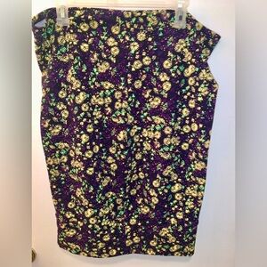 LuLaRoe XL Purple, Yellow, Green Cassie Pencil Skirt